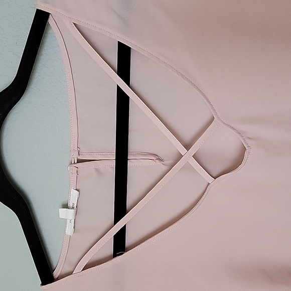 Maurice's Girly Dressy Office Size 1X Sheer Pink Ruffle Bell Sleeve Blouse - Picture 3 of 10